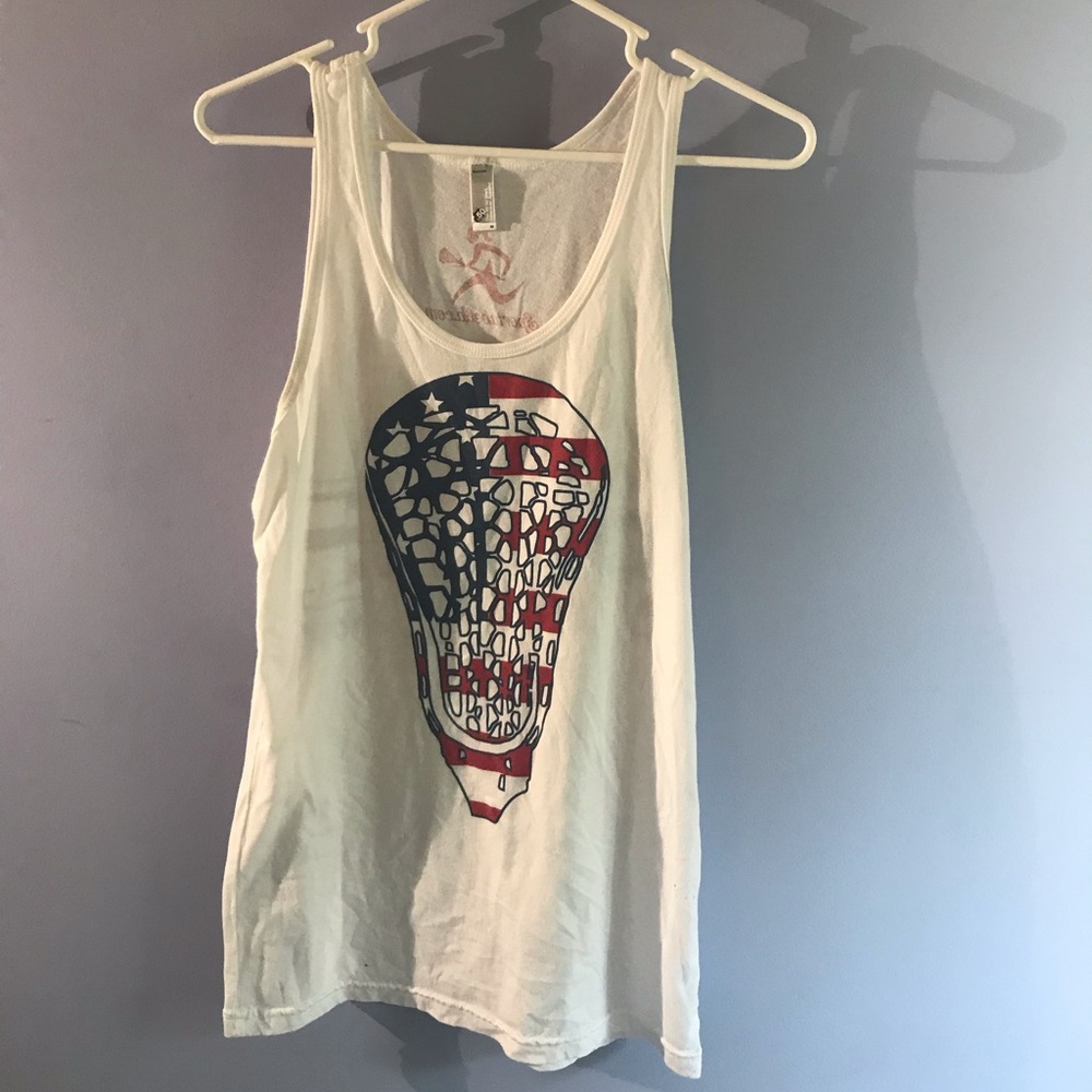 Red white and blue lacrosse tank!